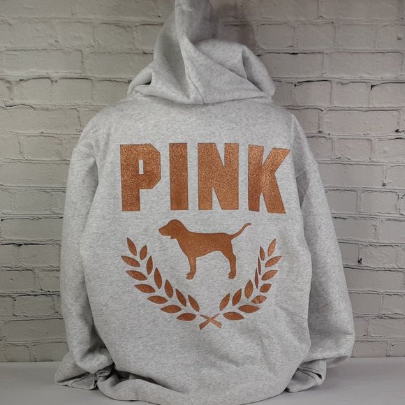VICTORIA'S SECRET 'PINK' SIGNATURE DOG LOGO SHIPPING BACK FLEECE HOODIE - Picture 16 of 16